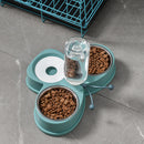 Cat Food Bowl Automatic Feeder Water Pet Dog Food Drink Dish Bowl (Green) Newly
