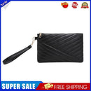 Women PU Envelope Bag Solid Color Zipper Luxury Clutch Purse Bag (Black)