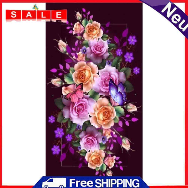 5D Diamond Painting Flower Butterfly Full Round Drill Rhinestone DIY Decoration