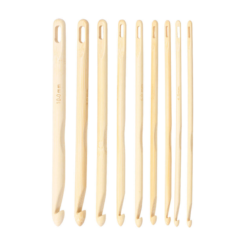 9pcs/set Knitting Needle Home Bamboo Wood Crochet Needles Weaving Sewing Tools