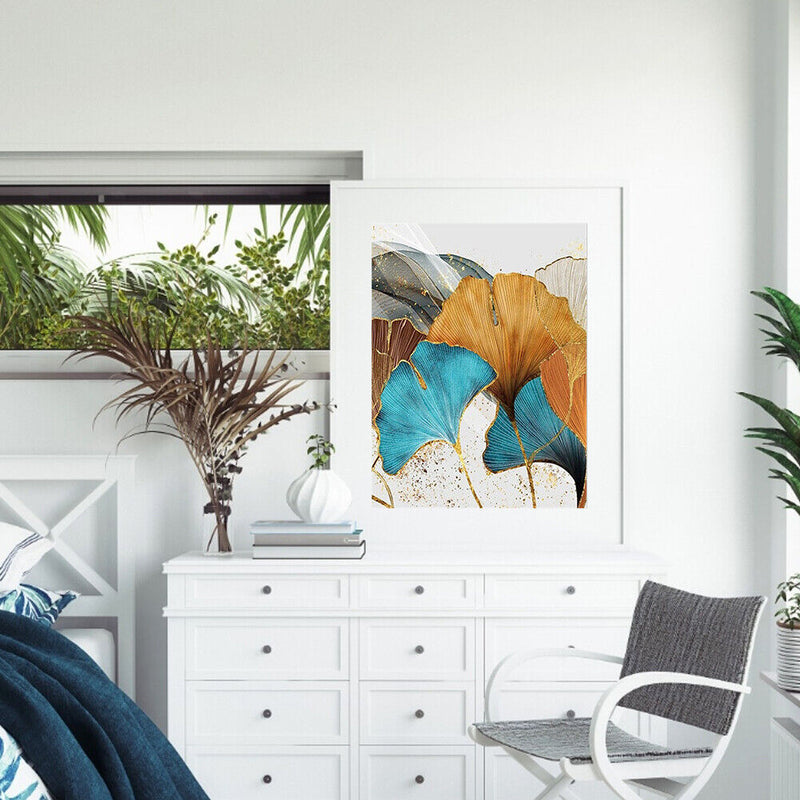 DIY Paint By Number Kit Frameless Ginkgo Abstract Handpainted Canvas Art Decor