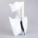 Fashion Exotic Black Plumage Rhinestones Beads Girl Long Pendant Earrings