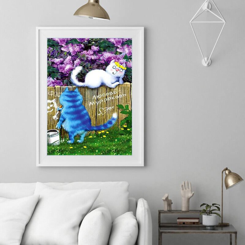 Oil Paint By Numbers Blue Cat Coloring Picture Digital Drawing