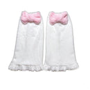 Velvet Pink Bow JK Socks Foot Warmer Socks Leg Warmers Ruffles Leg Socks