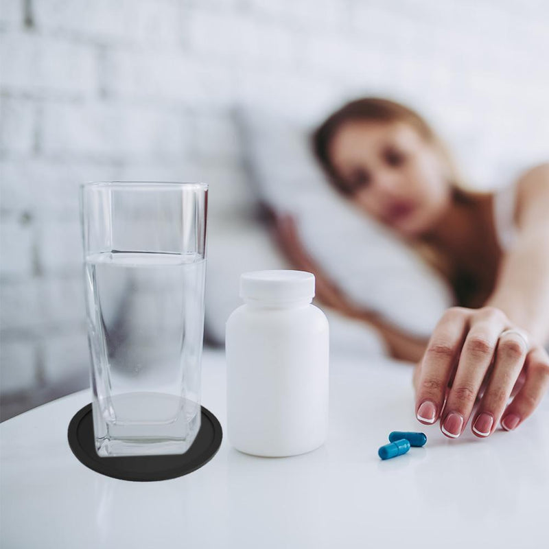 8pcs Silicone Coaster Drink Cup Pad Non-slip Round for Home Kitchen (Black)