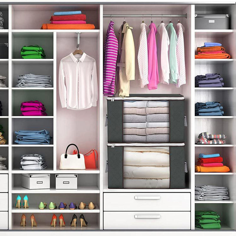 Large Capacity Clothes Storage Bag Organizer with Reinforced Handle Thick F