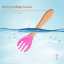 Baby Wooden Silicone Feeding Spoon Toddlers BPA-free Tableware (8) Newly
