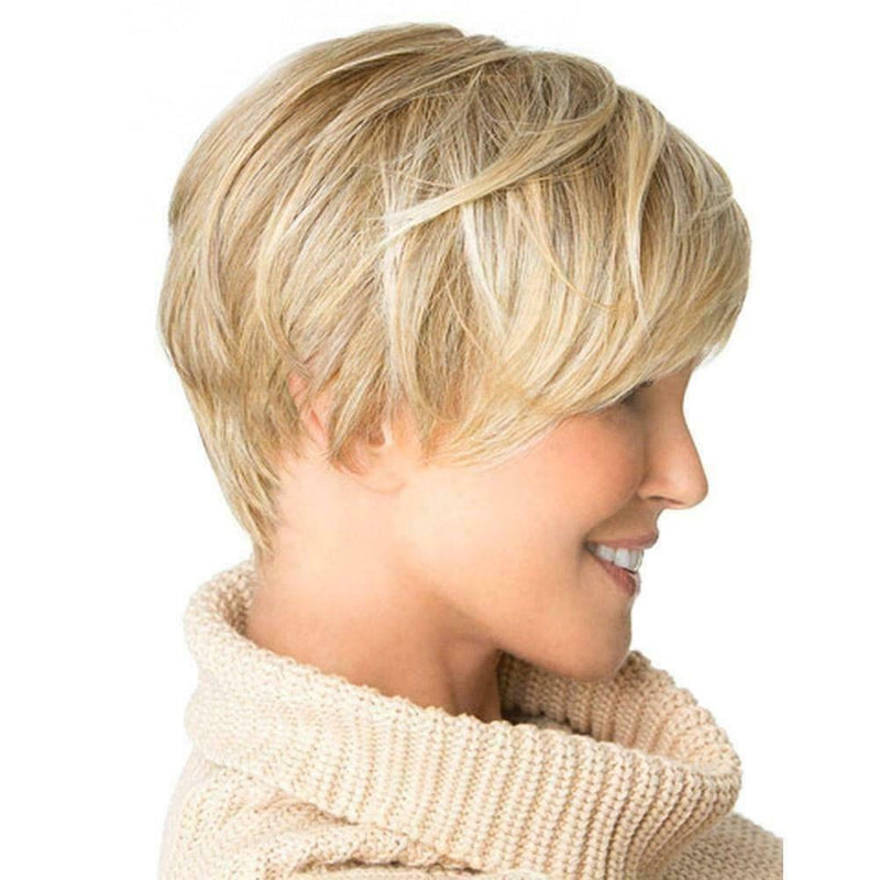 Fashion Short Cut Blond Straight Layered Synthetic Hair For Women Deko HOT Z4Q5