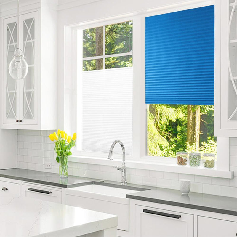 Self-Adhesive Pleated Blinds Half Blackout Curtains for Living Room Shades Bl