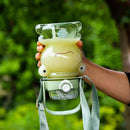Frog Water Bottle with Straw and Strap Plastic Drinking Bottle Leakproof~