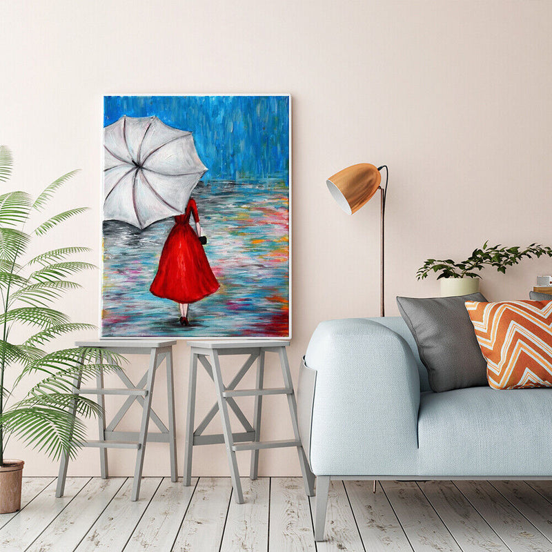 Woman with Umbrella Acrylic Oil Paint By Numbers Canvas Drawing DIY Hand Painted