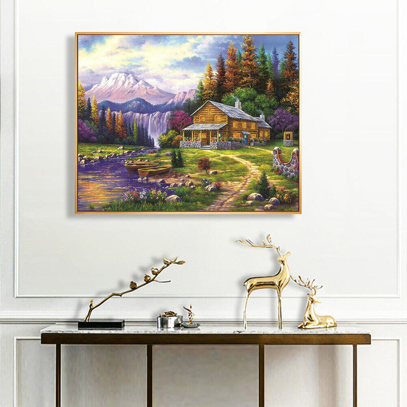 Paint By Numbers Lodge Between Mountains and Forests Painting Kit (B991)