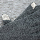 Women Touch Screen Mittens Sheep Wool Winter Bowknot Glove (Gray)
