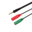 3.5mm Stereo Audio Male to 2 Female Headphone/Mic Y Splitter Cable Newly