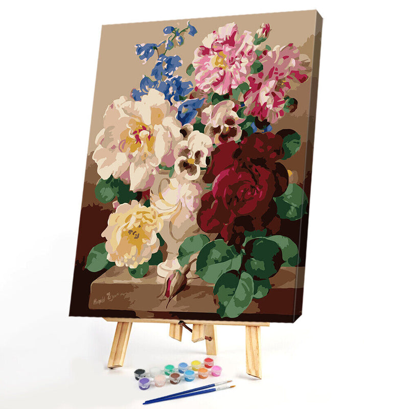DIY Digital Oil Painting By Numbers Kits Colorful Flower Acrylic Color Drawing