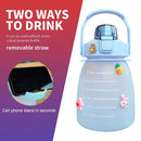 Water Bottle - Cute Belly Bottles Water Jug with Time Marker 1.3L (Blue) Newly