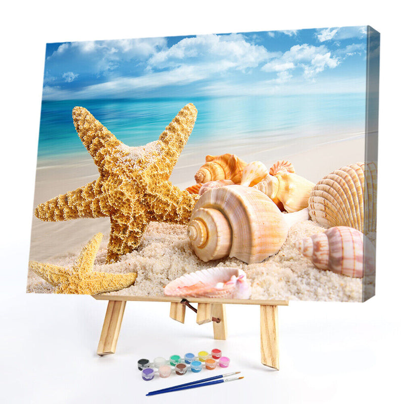 Digital Paint Starfish Pattern Painted By Numbers On Canvas Wall M033
