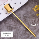 Dessert Long Handle Square Shovel Stirring Scoop Coffee Spoon Stainless Steel