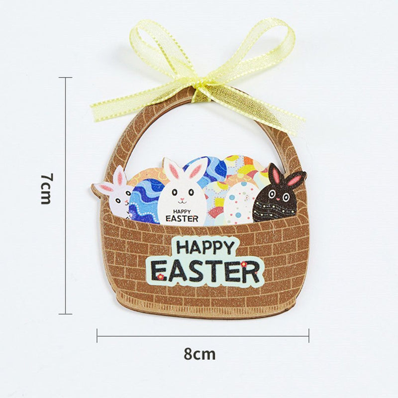 With Bowknots DIY Wood Chips Hanging Ornaments Wooden Craft Easter Decorations