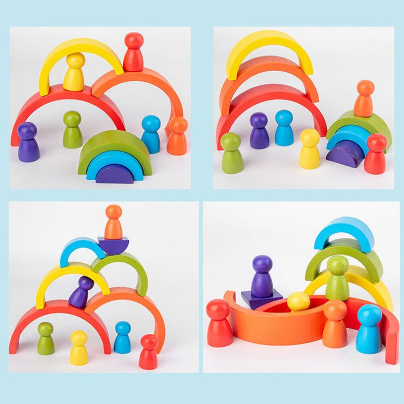 1 Set Rainbow Arch Building Block Toys Puzzle Stacking Brick for Children