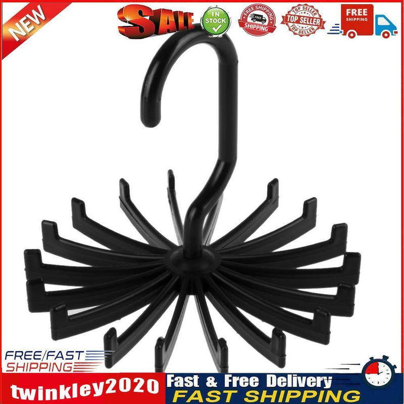 18 Hooks Necktie Scarf Belt Hanger Organizer Clothing Holder Rack(Black) Newly
