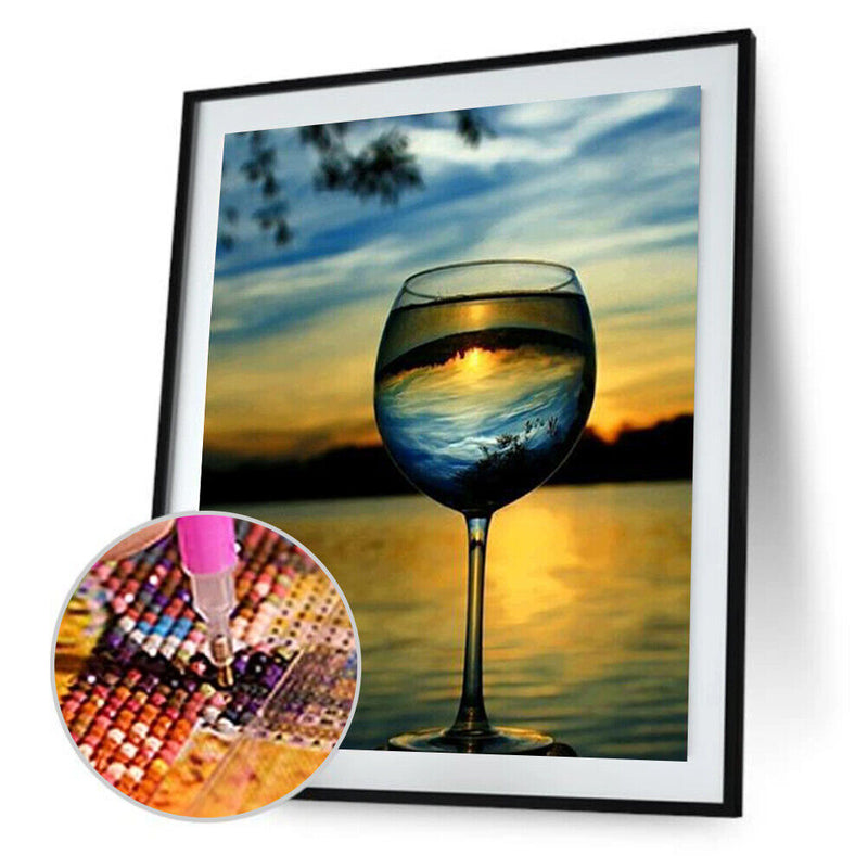 Sunset Wine Cup 5D Diamond Painting Embroidery DIY Cross Stitch Home Decor
