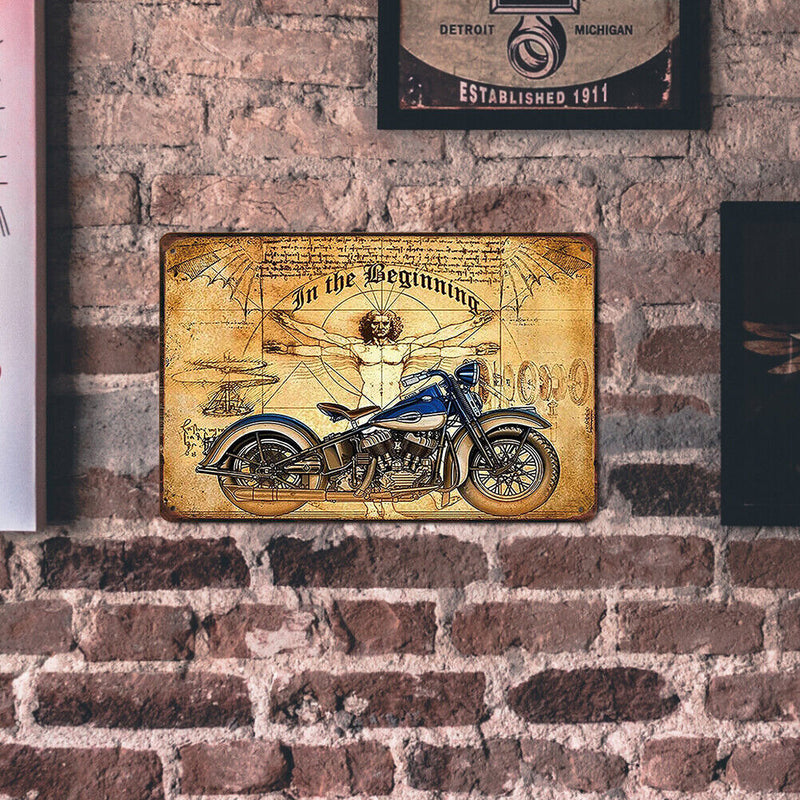 Retro Beginning Motorcycle Metal Plate Painting for Bar Pub Tin Wall Sign