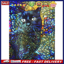 DIY Full Drill Round Shape Multicolor Cat Rhinestone Diamond Drawing for Home