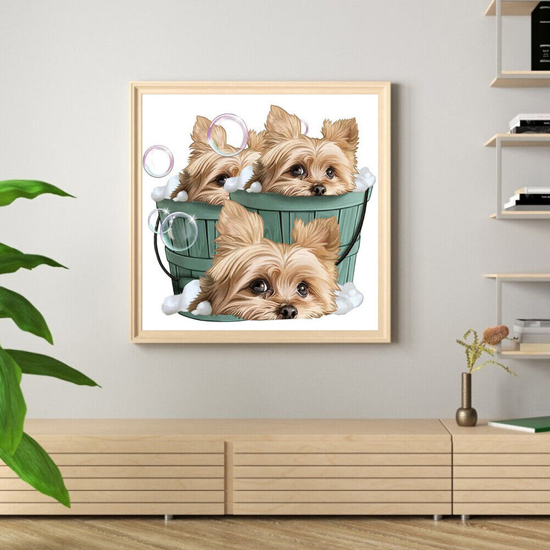 Diamond painting DIY round diamond three puppies B1673
