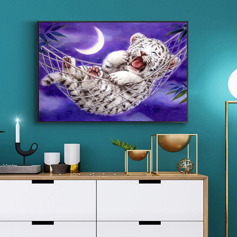 5D Full Round Drill Wall Poster DIY Little Tiger Rhinestone Diamond Painting Kit