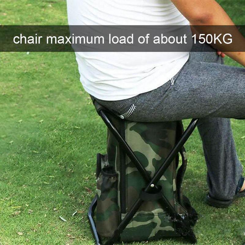 Outdoor Folding Camping Fishing Chair Stool Backpack Hiking Seat Bag (Black)