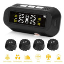 C68 USB+Solar Car TPMS Tire Pressure Monitor Temp Warning System with 4 Sensors