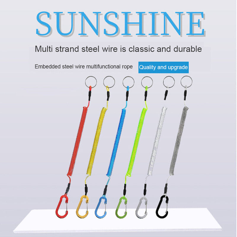 1.2m Steel Wire Anti-Lost Rope Plier Control Fish Hanging Buckle Rope Lanyard