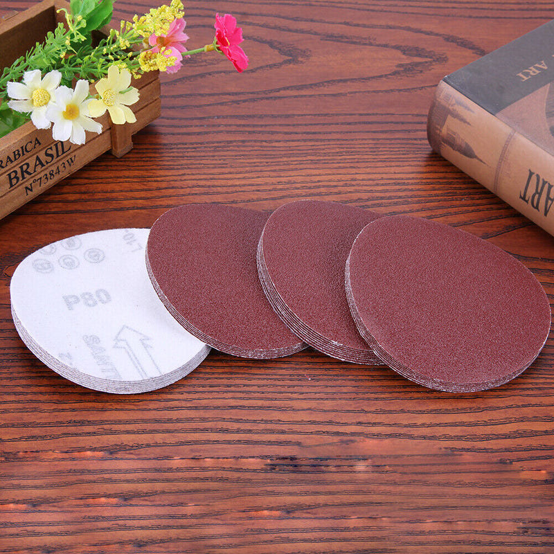 30pcs/set 4 Inch 100mm 80 Meshes Sand Sheets Round Self-adhesive Sand Paper