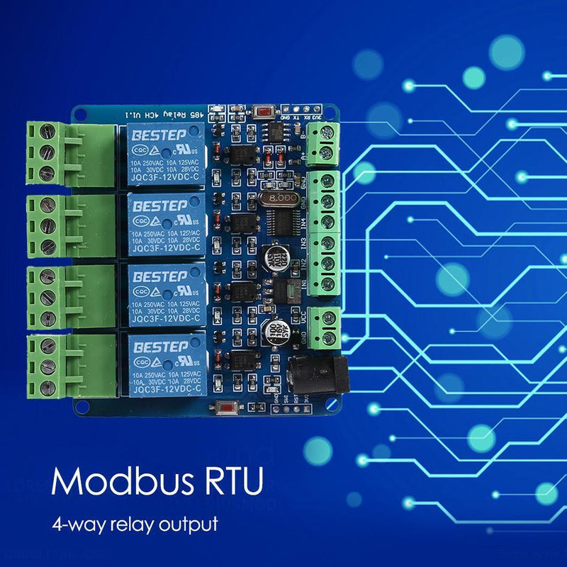 Modbus-Rtu 4 Way 12V Relay Module Switch 4 Way Relay Output RS485 Communication