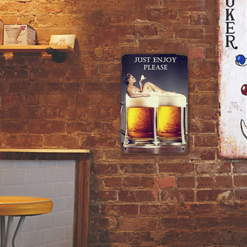20x30cm Beer Print Rectangular Metal Waterproof Tin Drawing Flat Style