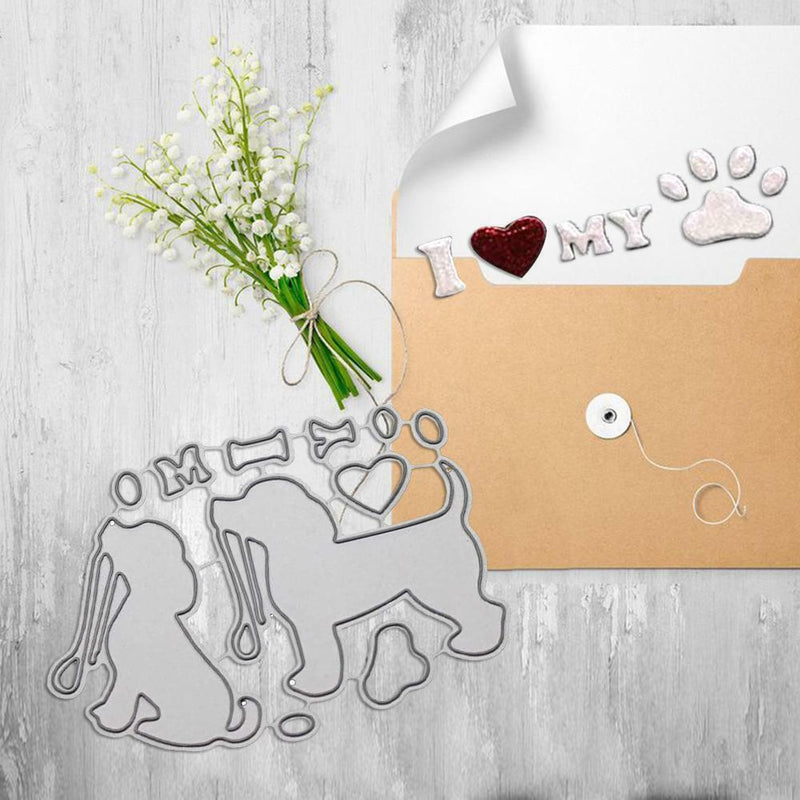 Adorable Dog Metal Cutting Template Card Making Stencil Decoration O7Q2