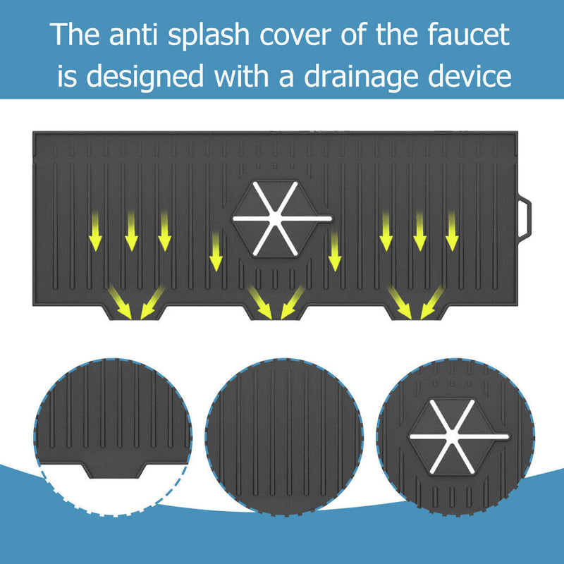 Kitchen Silicone Faucet Mat Sink Splash Guard Countertop Protector (Black) Newly