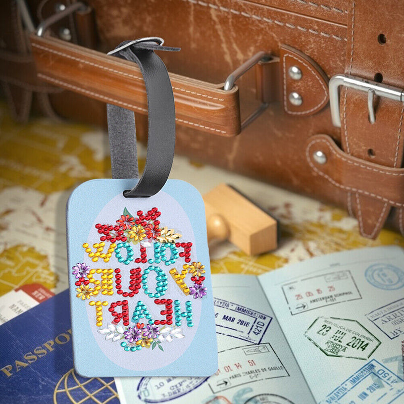 DIY Special Shaped Diamond Painting Letter Flower Leather Boarding Pass