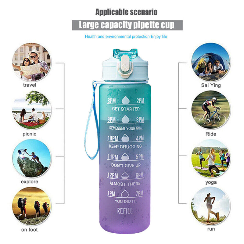 900ml Frosted Water Bottle Outdoor Sport Travel Gym Drinking Kettle (Green)