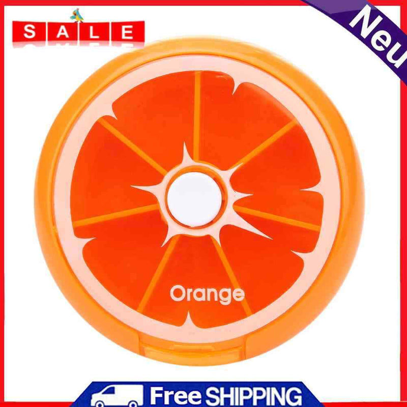Outdoor Travel Pill Portable 7 Day Rotating Pill Case Orange