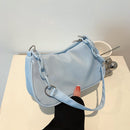 Fashion Women Underarm Bag Solid Color Nylon Chain Shoulder Bag Lady Handbag