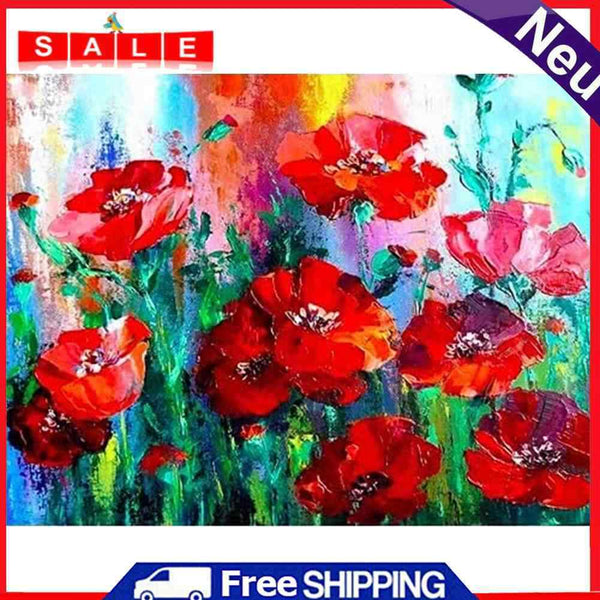 Frameless Oil Paint By Numbers Kit DIY Flowers Handicraft Drawing On Canvas