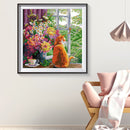 Partial Embroidery 14CT DIY Cat Flowers 2 Strands Kit Stamped Cross Stitch Craft