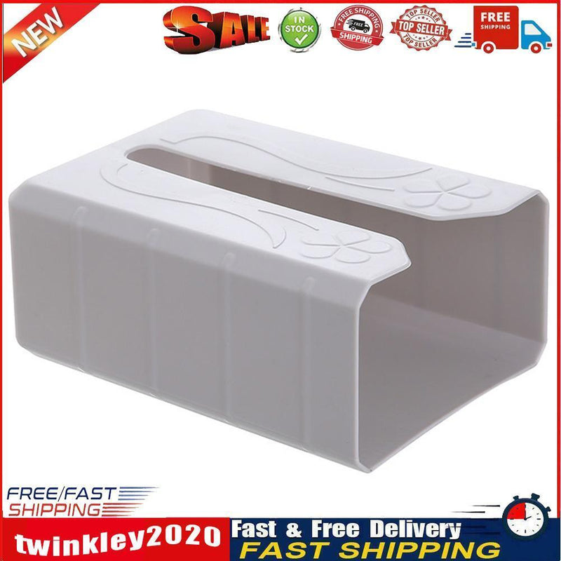 Plastic Tissue Box Napkin Holder Case Wall Mounted Home Desk Decor (Grey) Newly