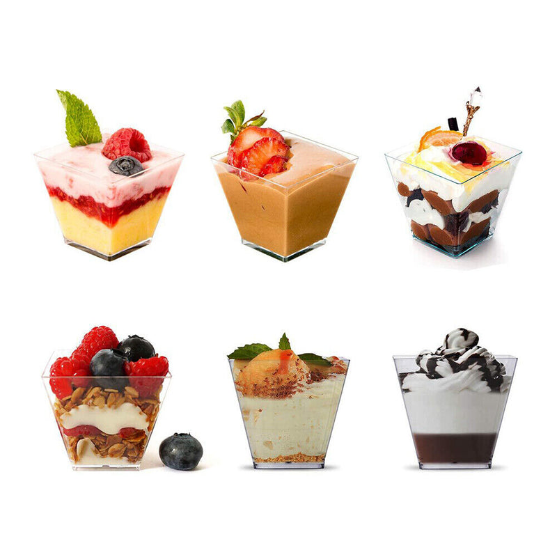 50pcs Disposable Plastic Transparent Yogurt Mousses Dessert Appetizer Cups Newly
