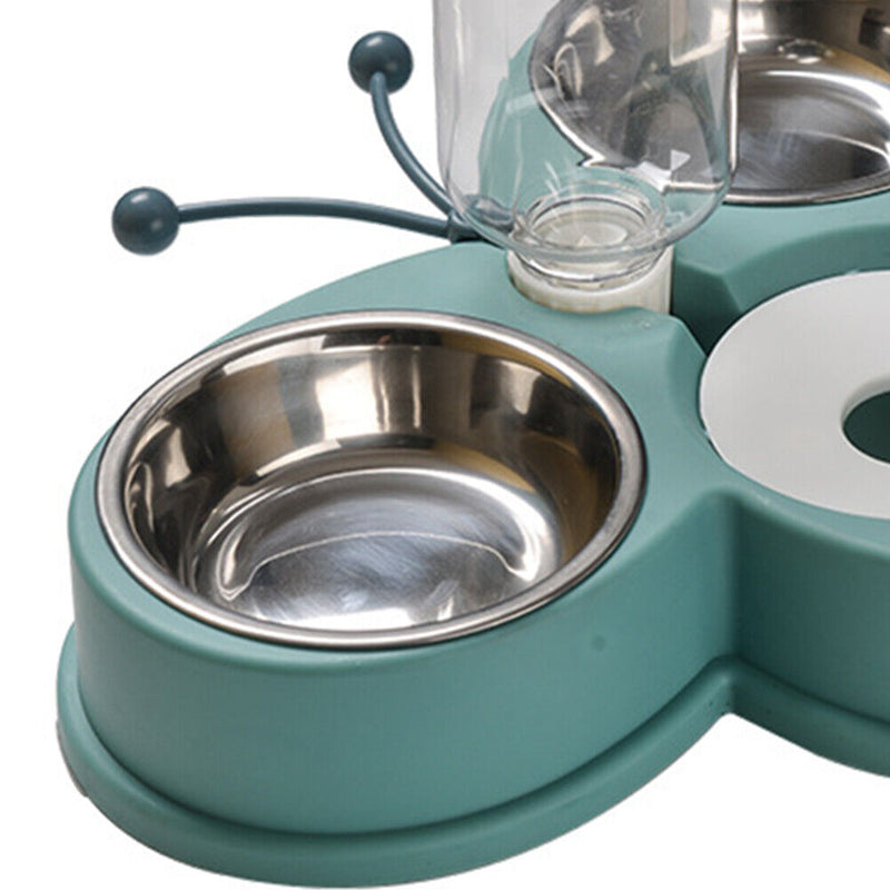 Cat Food Bowl Automatic Feeder Water Pet Dog Food Drink Dish Bowl (Green) Newly