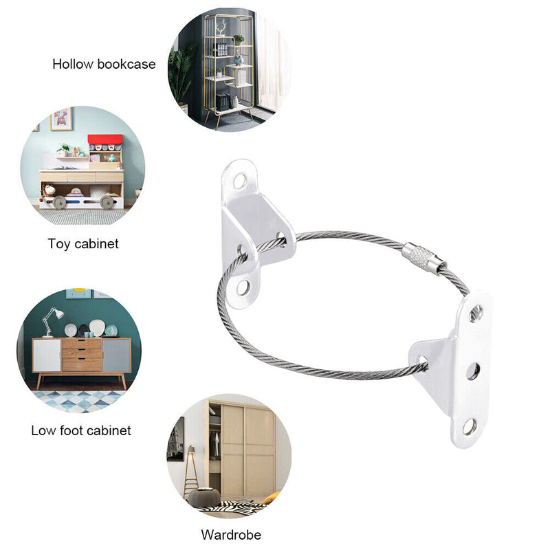 Child Protection Furniture Anti Fall Strap Baby Safety Anti-Tip Kit (White)