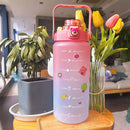 2000ML Large-capacity Water Bottle Frosted Plastic Cup Leak-proof (Pink) Newly