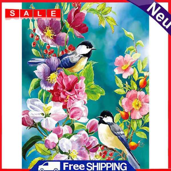 Painting By Numbers DIY Birds Flowers Canvas Oil Art Picture Home Room Decor Kit